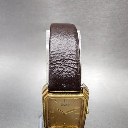 Seiko Tank Watch Women 18mm Champagne Dial Gold Tone 73205500 New Battery4