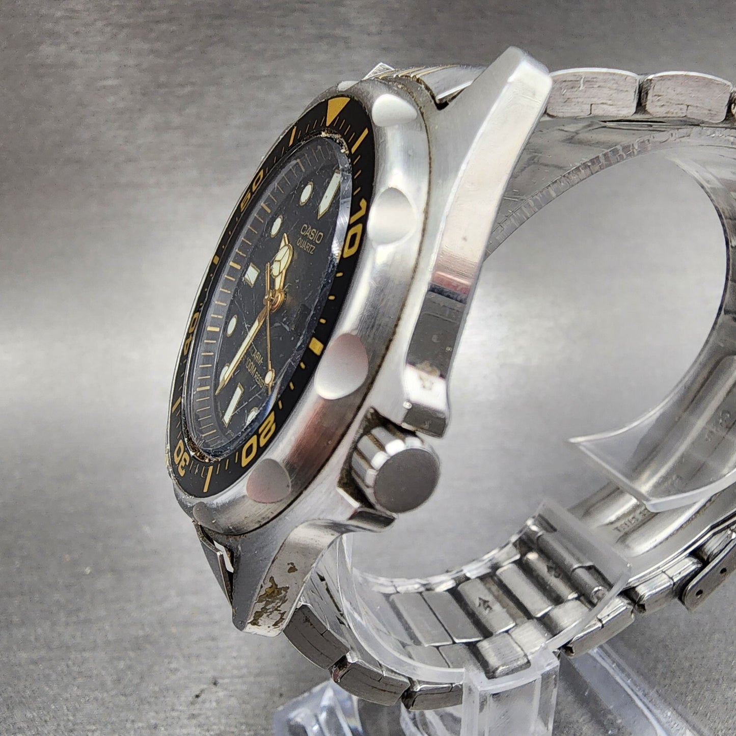 Casio MMA200 Dive Watch Men 42mm Black Dial Steel Analog Digital READ!!!!! Runs3