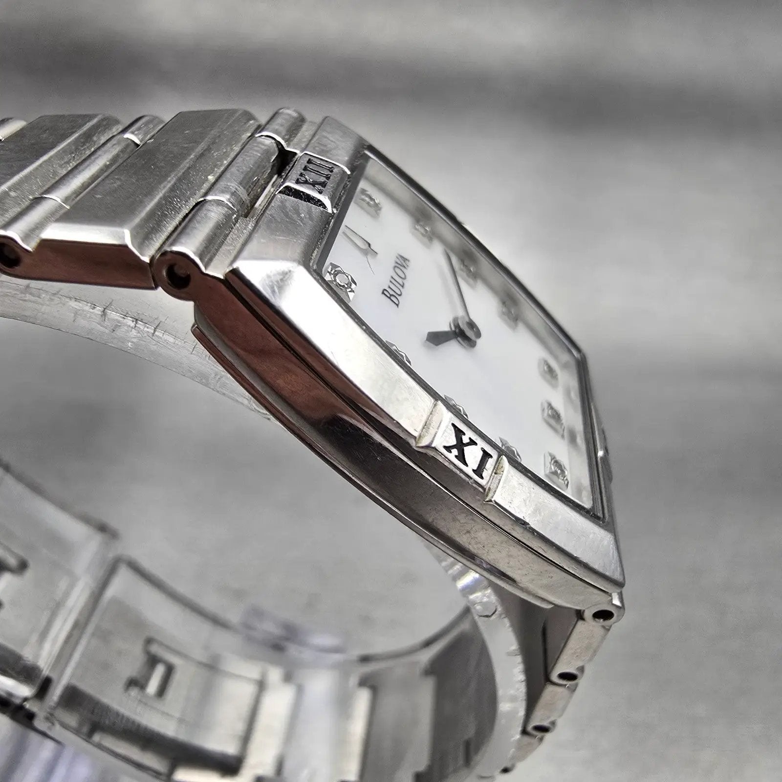 Bulova Watch Women 22mm MOP Dial Silver Tone Rectangle 96P000 New Battery3