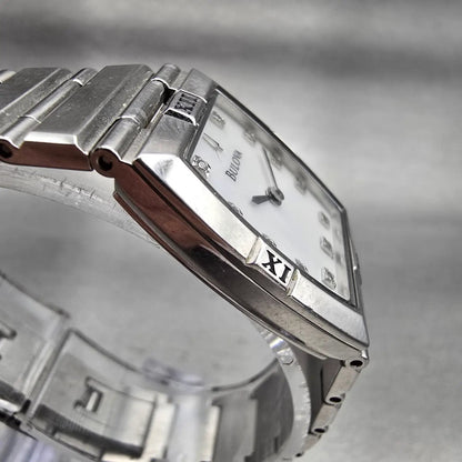 Bulova Watch Women 22mm MOP Dial Silver Tone Rectangle 96P000 New Battery3