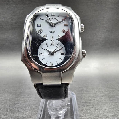 Philip Stein Teslar Watch Men 32mm White Dial Silver Tone Dual Time New Battery5