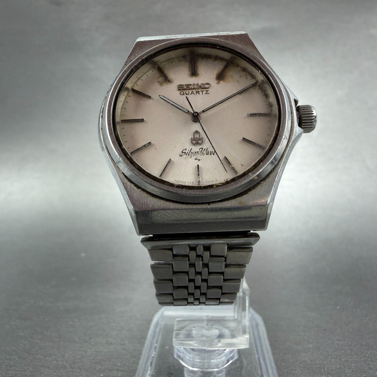 Seiko Silverwave Watch Men 35mm White Dial Steel Round 7121-7010 New Battery VTG5