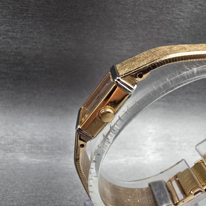 Seiko Tank Watch Women 12mm Gold Dial Gold Tone Rectangle 2E20-5409 New Battery2