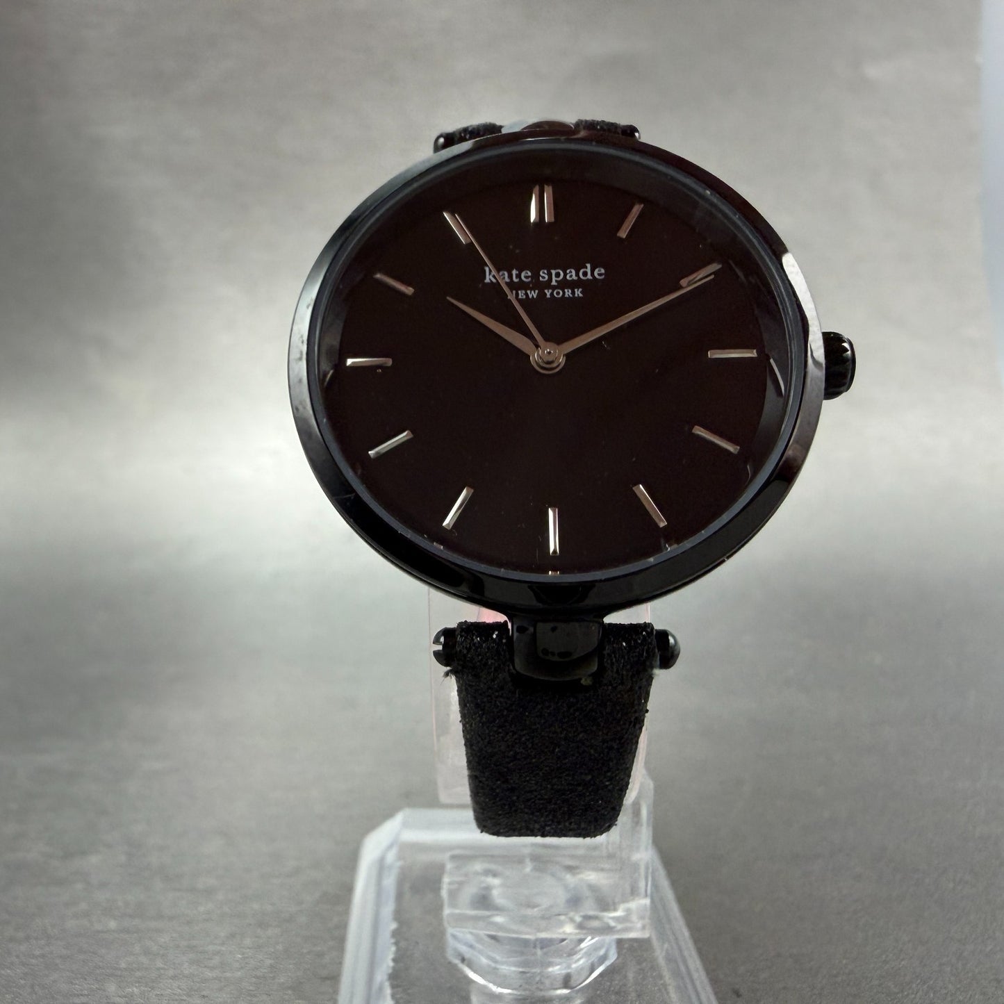 Kate Spade Holland Watch Women 34mm Black Dial Black Tone Round New Battery6