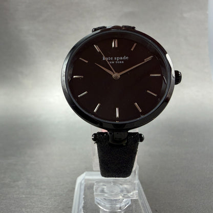 Kate Spade Holland Watch Women 34mm Black Dial Black Tone Round New Battery6