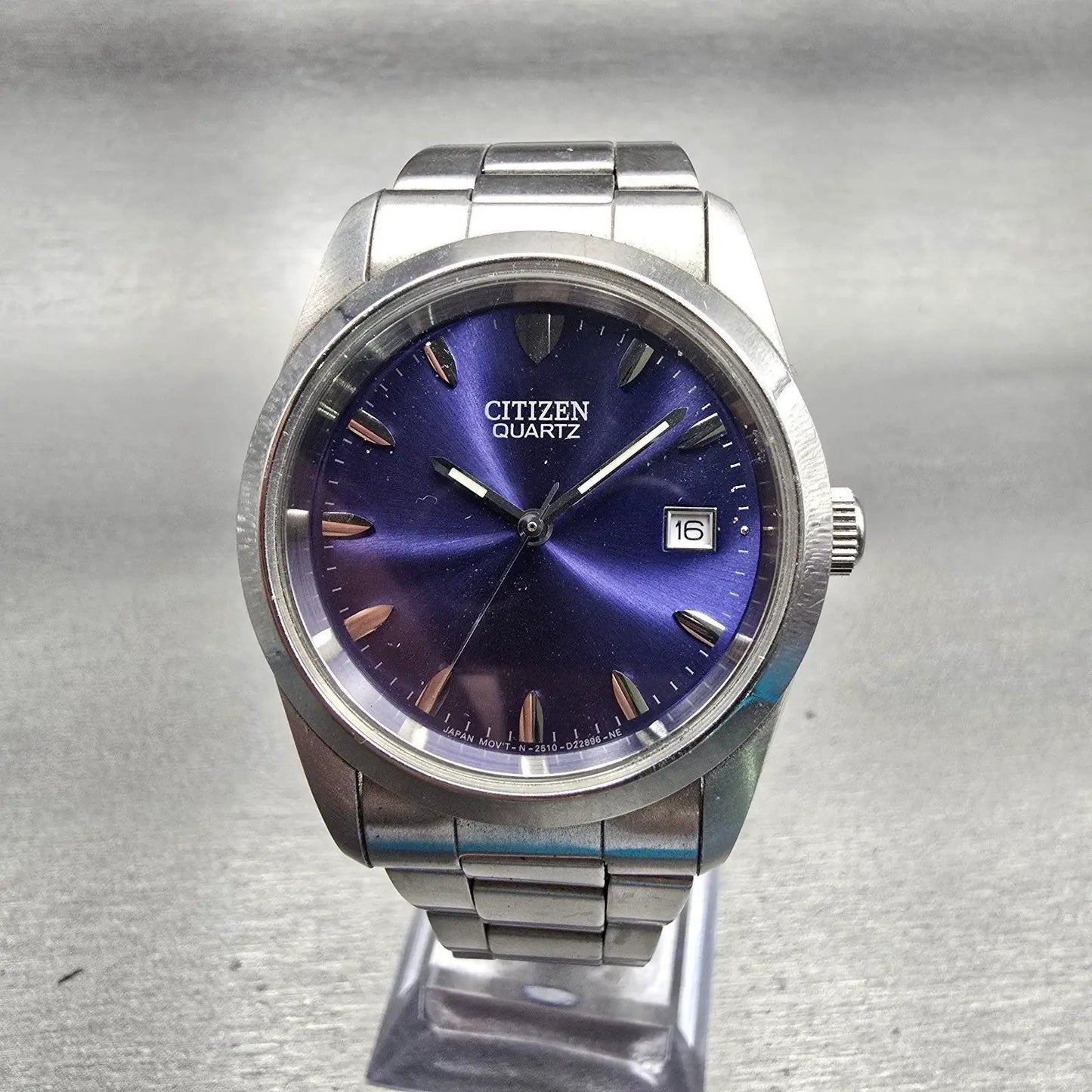 Citizen Watch Men 35mm Blue Dial Silver Tone Date Round 2610-S99400 New BatteryG0
