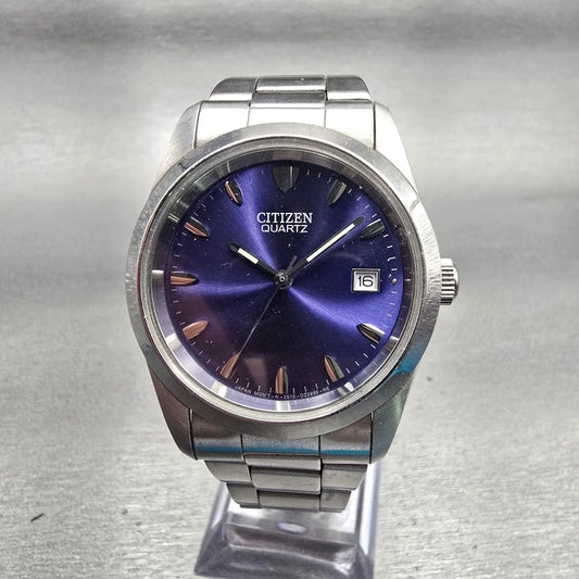 Citizen Watch Men 35mm Blue Dial Silver Tone Date Round 2610-S99400 New BatteryG0