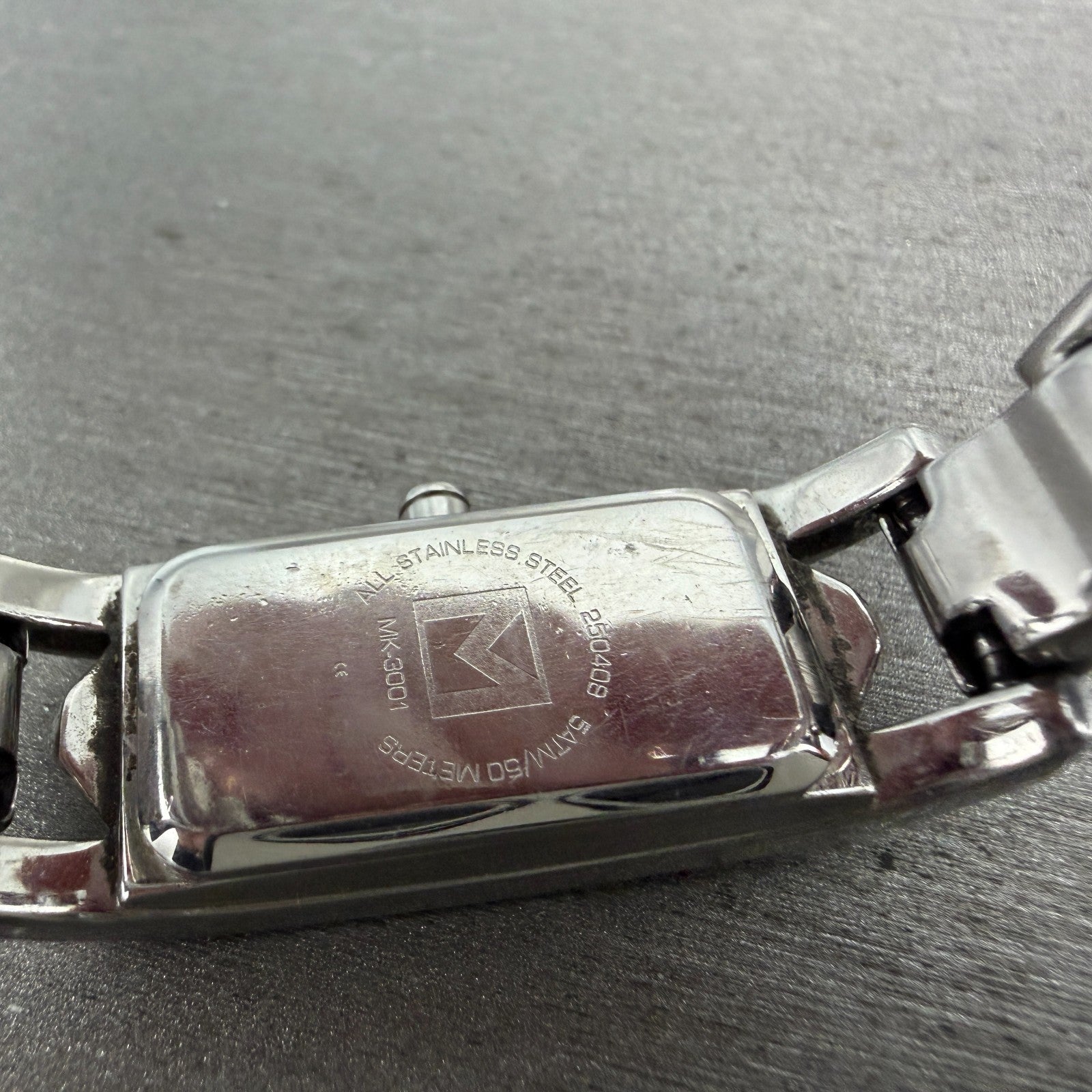 Michael Kors Tank Watch Women 14mm Black Dial Silver Tone Rectangle New battery9