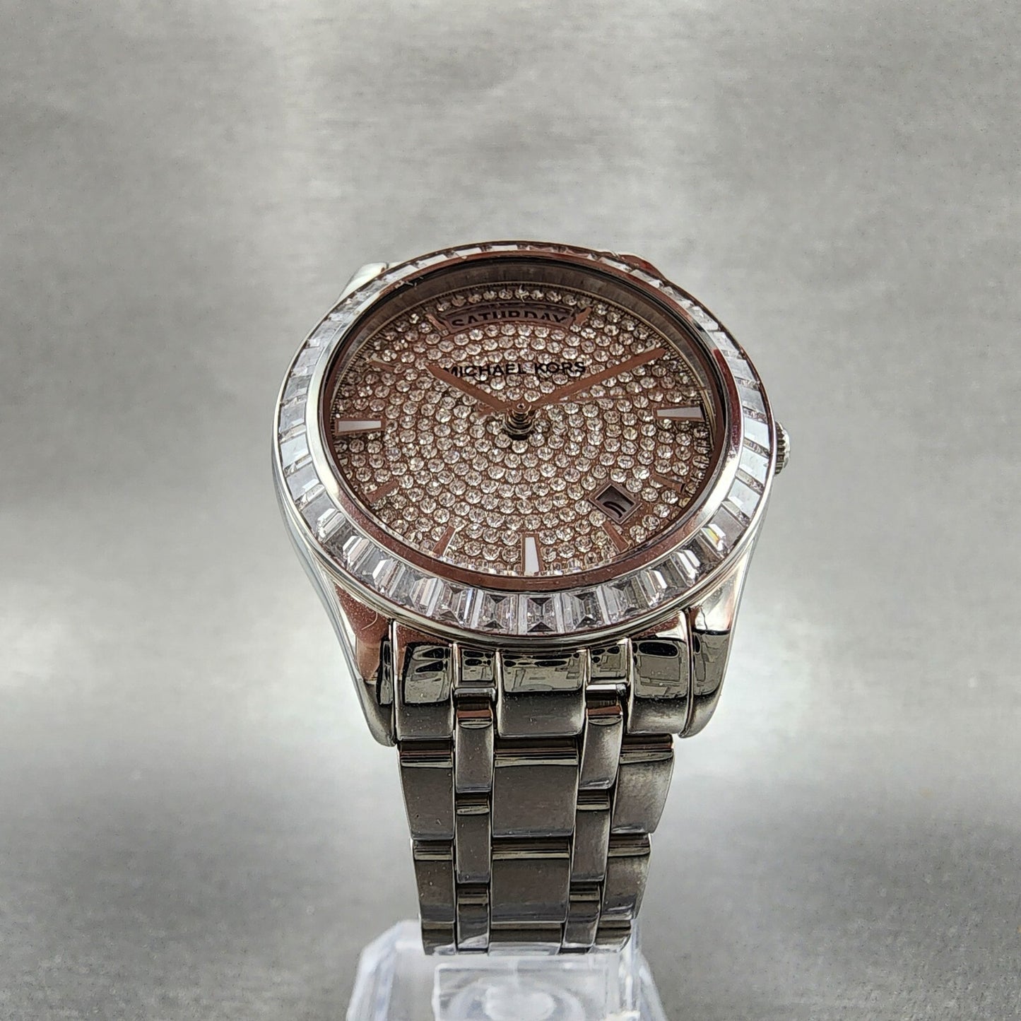 Michael Kors Kiley Watch Women 35mm Crystal Dial & Bezel Dadyate Silver Tone5