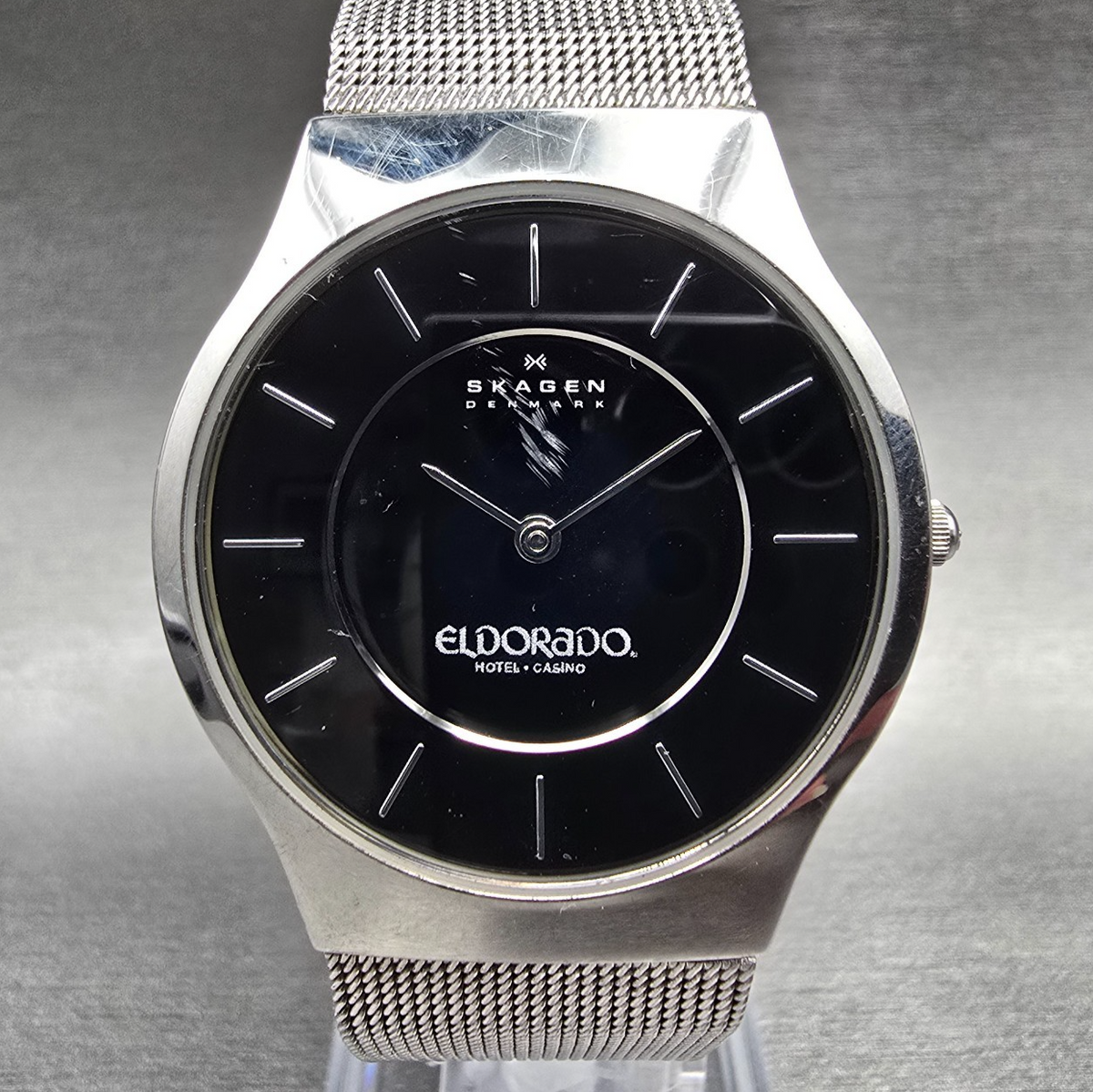 Skagen Watch Men 34mm Black Dial Silver Tone Eldorado Round 233LSSB New Battery0