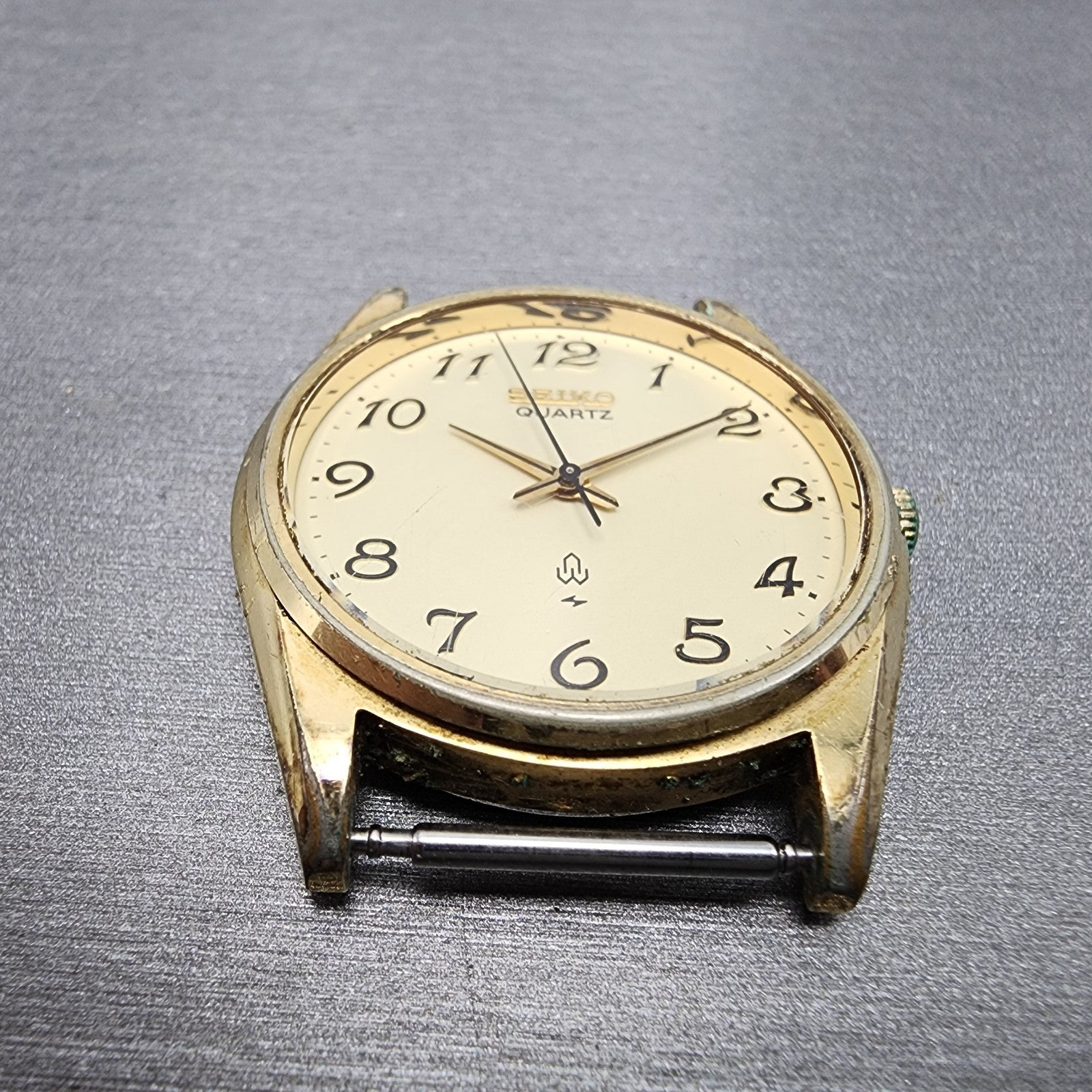 Seiko Watch Men 35mm Champagne Dial Gold Tone Round 71218000 VTG PARTS3