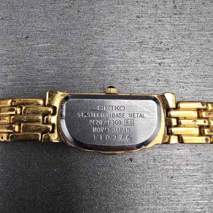 Seiko Half Moon Watch Women 14mm Black Dial Gold Diamonds Asymmetrical New Batt10