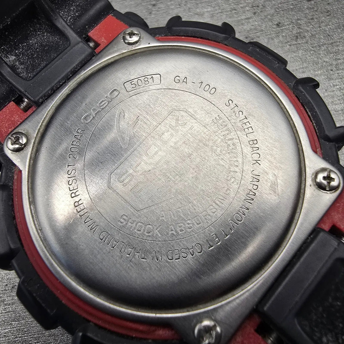 Casio G-Shock GA-100 Watch Men 51mm Black Red Chronograph Alarm New Battery P10