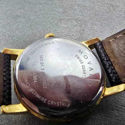 Movado Museum Watch Women 27mm Black Dial Gold Round MB.01.3.34.6003 New Batt SW9