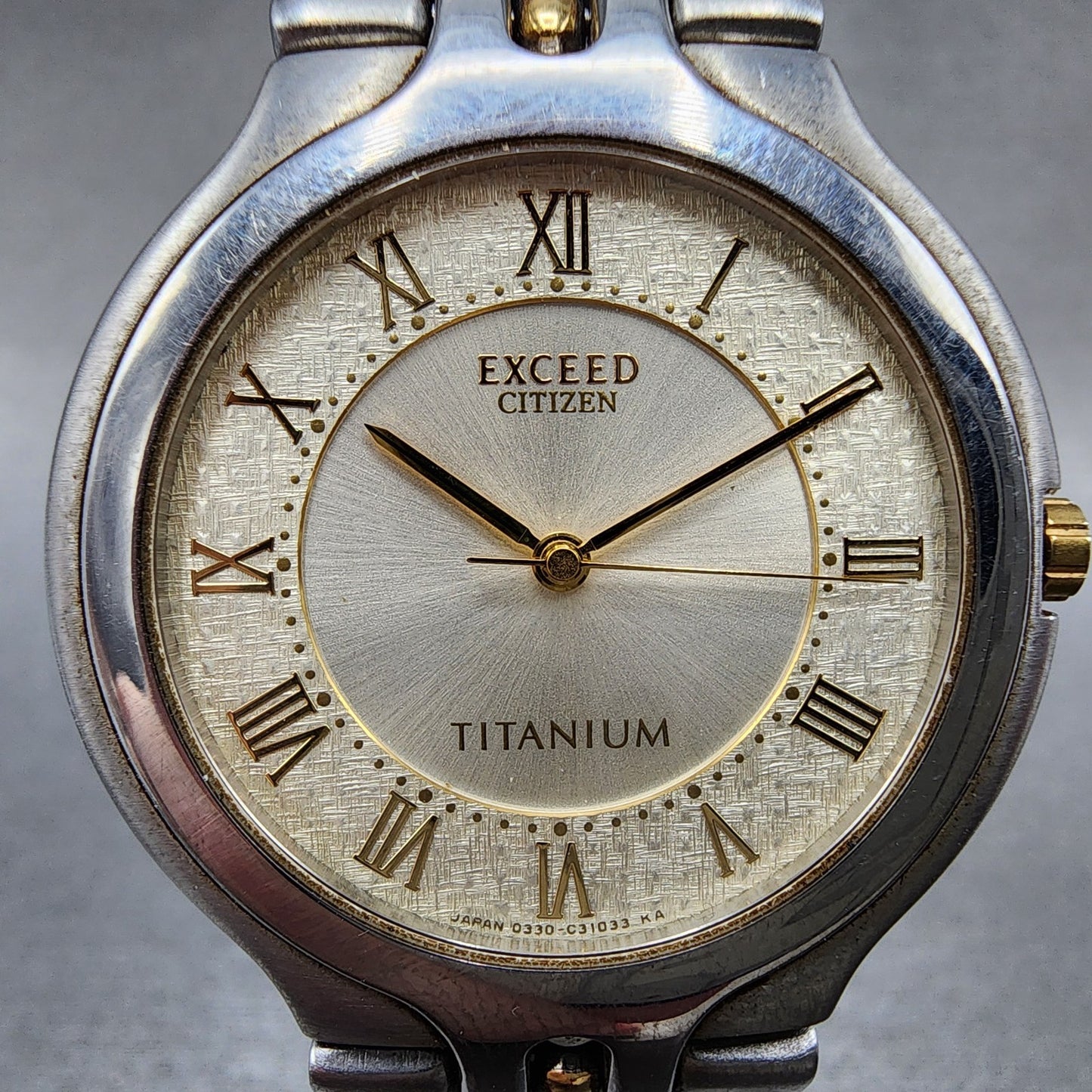 Citizen Exceed Titanium Watch Men 32mm Silver Dial Two Tone New Battery READ!!!!1