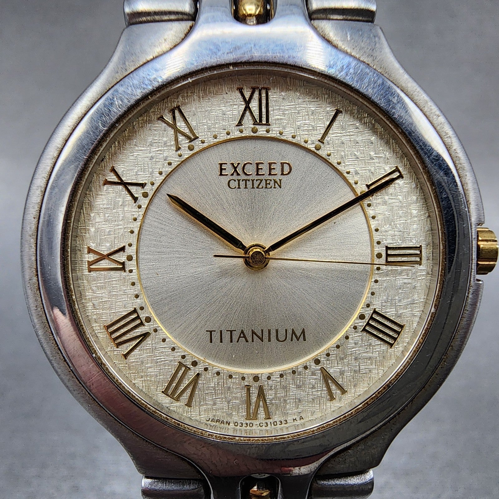 Citizen Exceed Titanium Watch Men 32mm Silver Dial Two Tone New Battery READ!!!!1