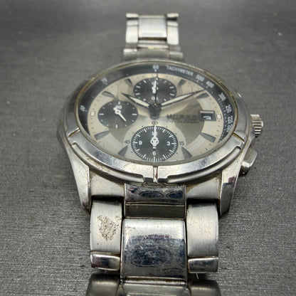 Seiko Wired Chronograph Watch Men 40mm Silver Dial Silver Tone Date BROKEN BAND2