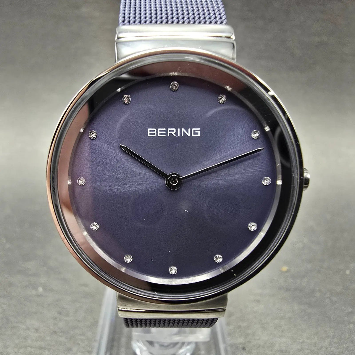 Bering Classic Watch Women 31mm Purple Dial Silver Purple Mesh Band Round Works2