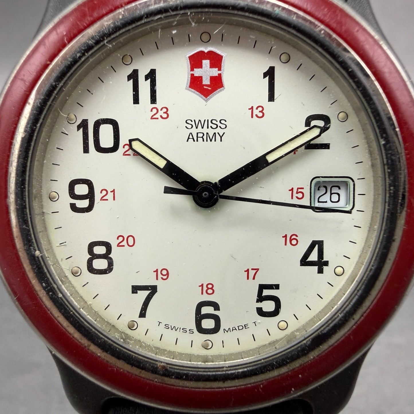 Victorinox Swiss Army Watch Men 38mm White Dial Black Tone Date Round PARTS MHt2