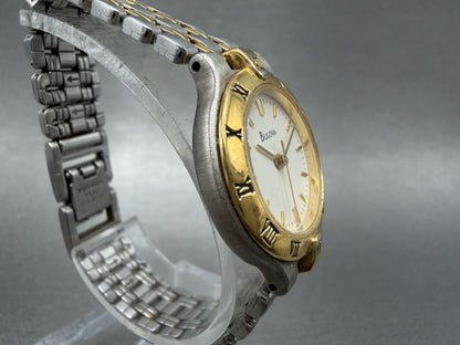 Bulova Watch Women 24mm Cream Dial Two Tone Round Bracelet 98L61 New Battery BGH3
