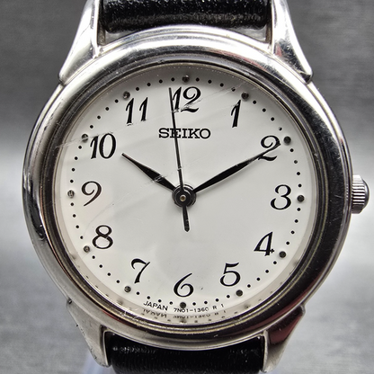 Seiko Watch Women 25mm White Dial Silver Tone Round 7N01-6880 New Battery1
