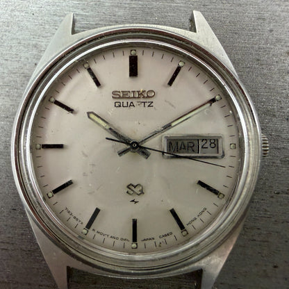 Seiko SQ Watch Men 35mm Silver Dial Silver Tone Daydate Round 7123-8429 PARTS2