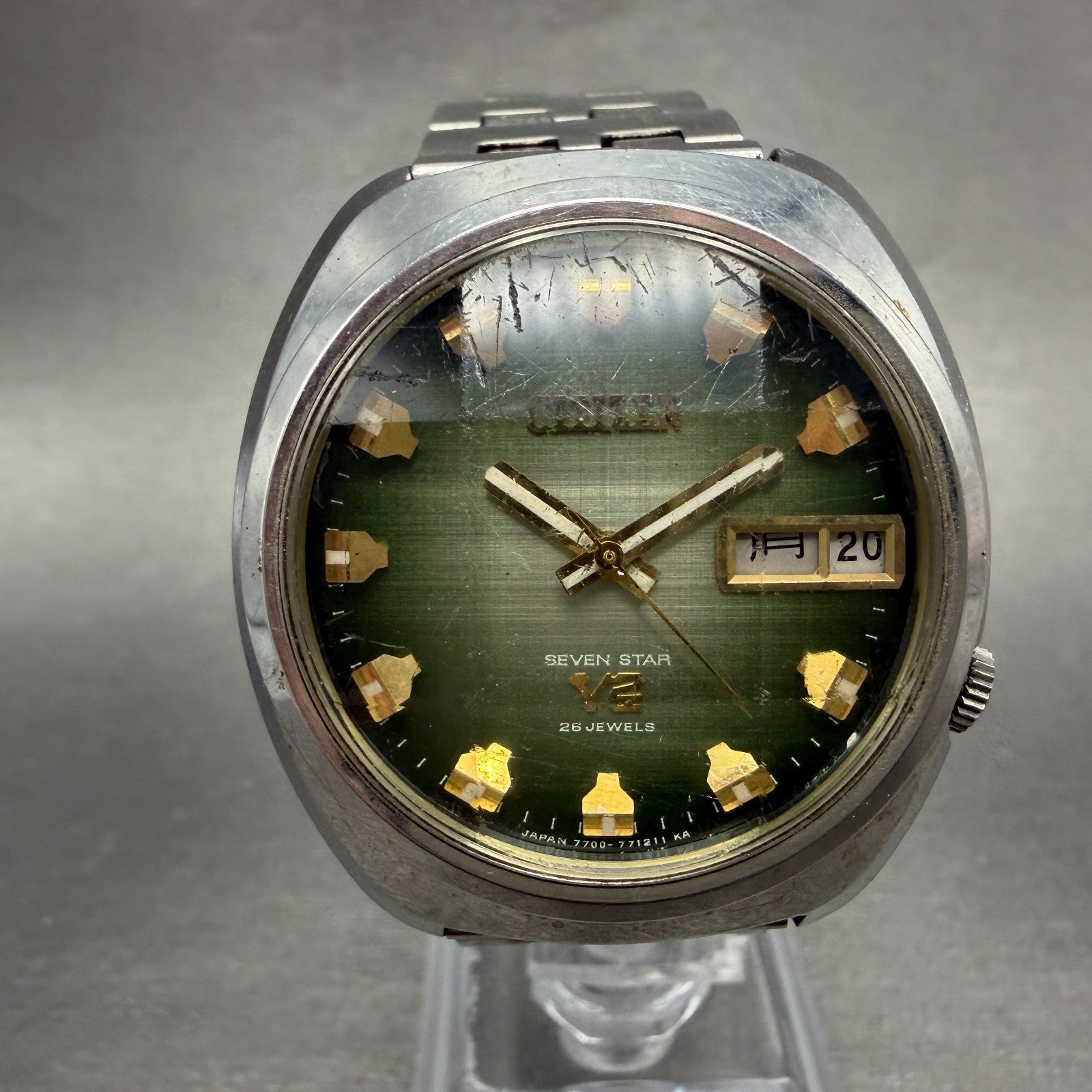 Citizen Sven Star V2 Automatic Watch Men 38mm Green Dial Silver Tone Daydate Run0