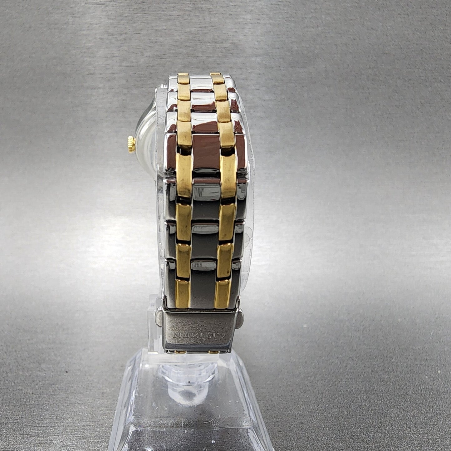 Citizen Eco-Drive Watch Women 31mm MOP Dial Two Tone Crystal Markers EM0894-50D