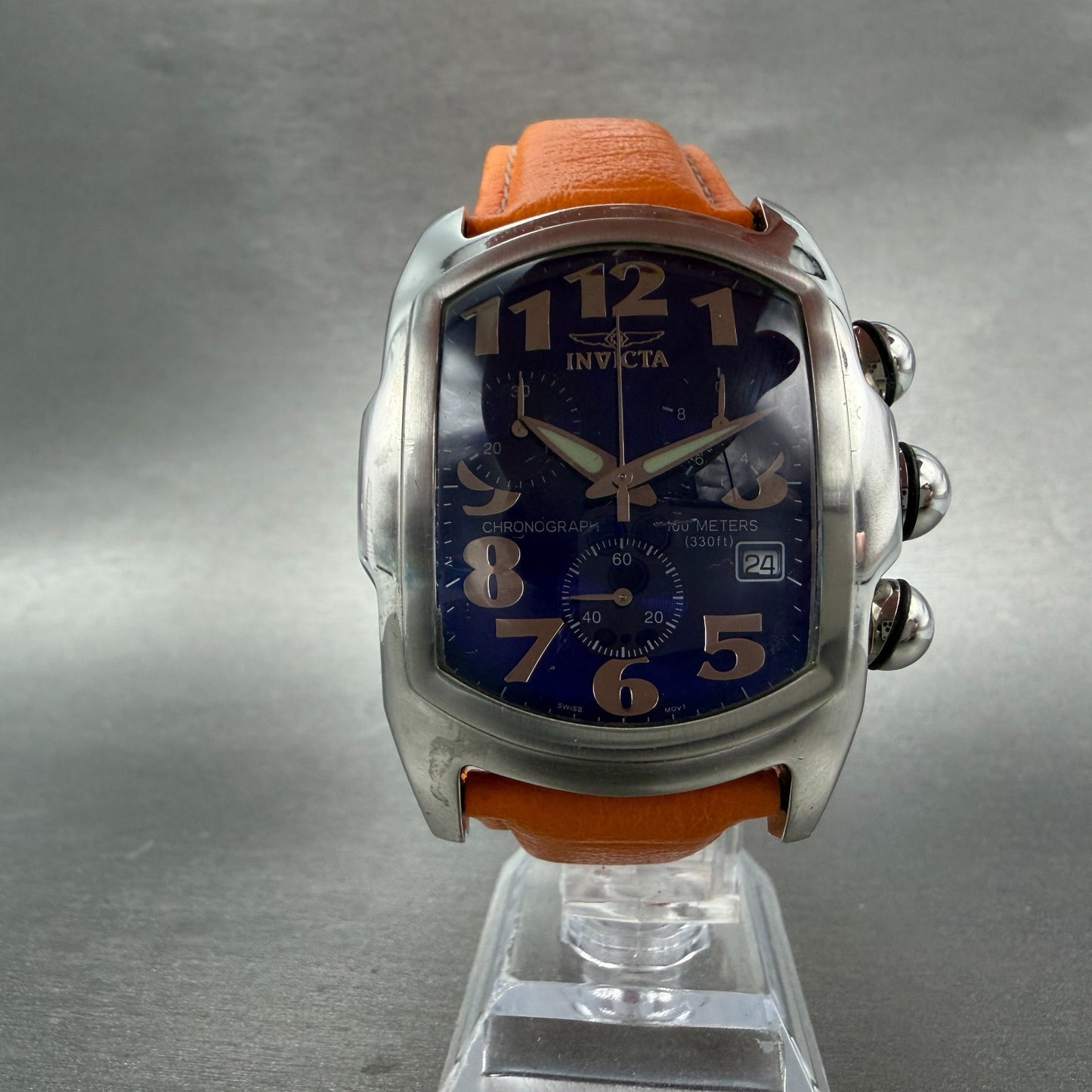 Invicta Lupah Chronograph Watch Men 40mm Blue Dial Steel Date 9815 New Battery5