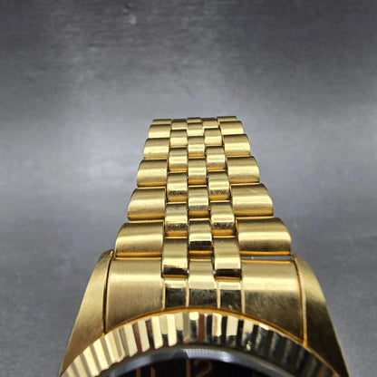 Gruen President Watch Mne 36mm Black Dial Gold Tone Date Round New Battery4