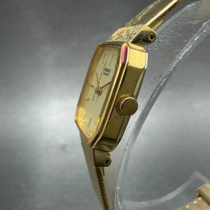 Seiko Tank Watch Women 18mm Champagne Dial Gold Tone 1221-5530 New Battery VTG2
