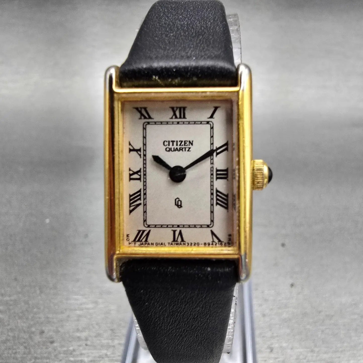 Citizen CQ Watch Women 17mm White Dial Gold Tone Rectangle 3220-945174 New Batt0
