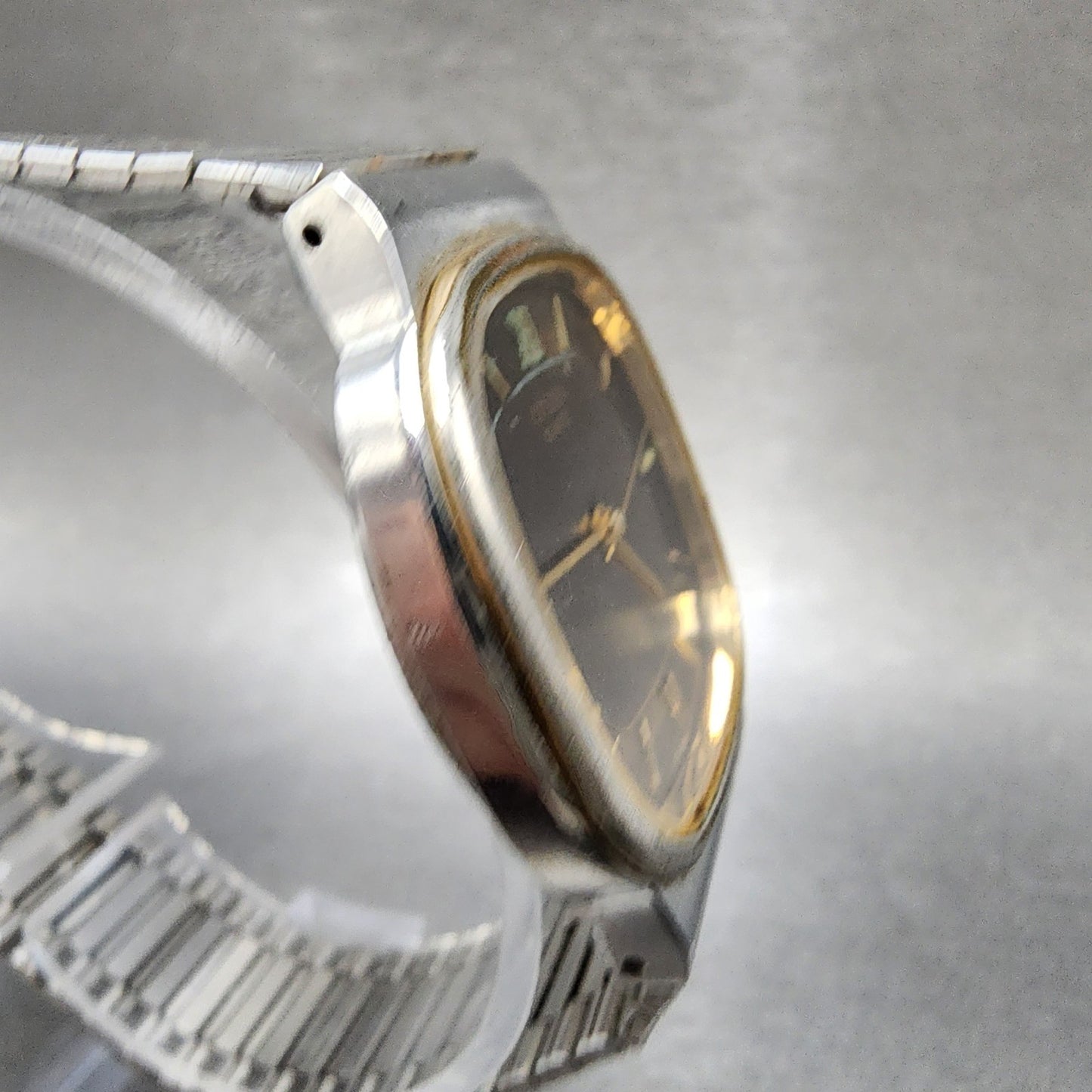 Citizen CQ Watch Men 32mm Brown Dial Two Tone 1230214528 New Battery READ!!!!!!3