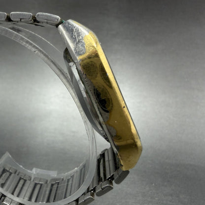 Seiko Digital Watch Men 33mm LCD Gold Tone Rectangle Memory Bank M354-5019 PARTS4