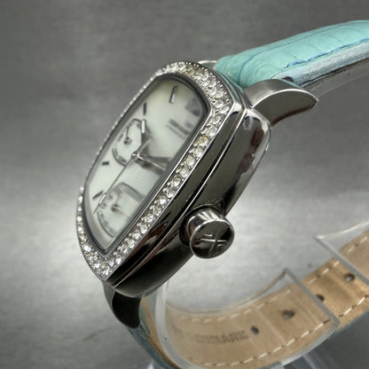 Skagen Watch Women 30mm MOP Dial Silver Tone Daydate Rectangle New battery2
