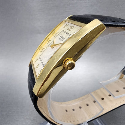 Bulova Caravelle Tank Watch Men 30mm Cream Dial Gold Tone Rectangle New Battery2
