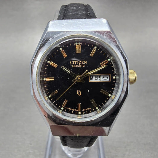 Citizen CQ Watch Women 26mm Black Dial Silver Tone Daydate 6000-072936 New Batt0