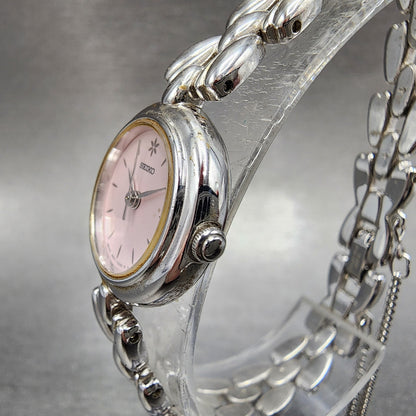 Seiko Watch Women 20mm Pink Dial Silver Tone Round 4N210740 New Battery2