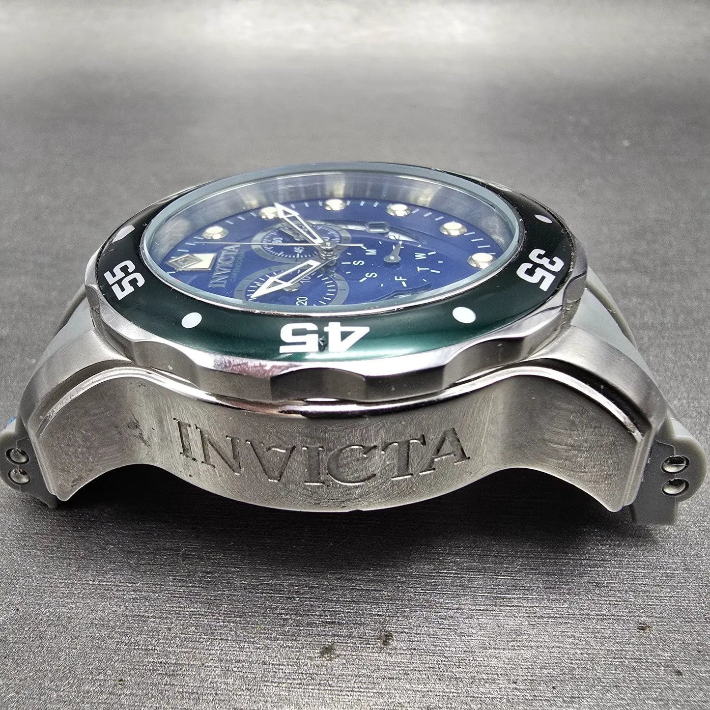 Invicta Pro Diver Chronograph Watch Men 49mm Blue Dial Steel Date 19763 New Batt5