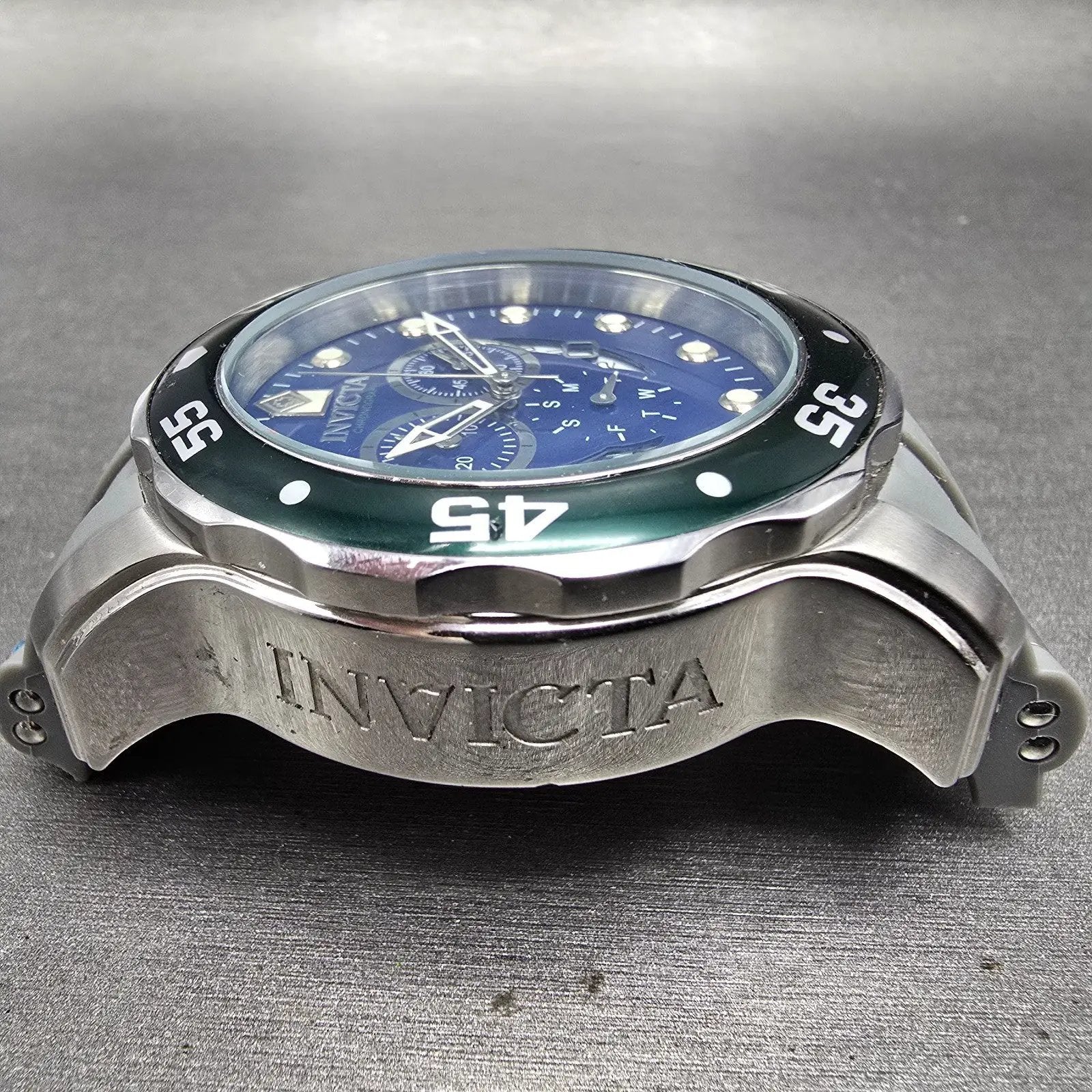 Invicta Pro Diver Chronograph Watch Men 49mm Blue Dial Steel Date 19763 New Batt5