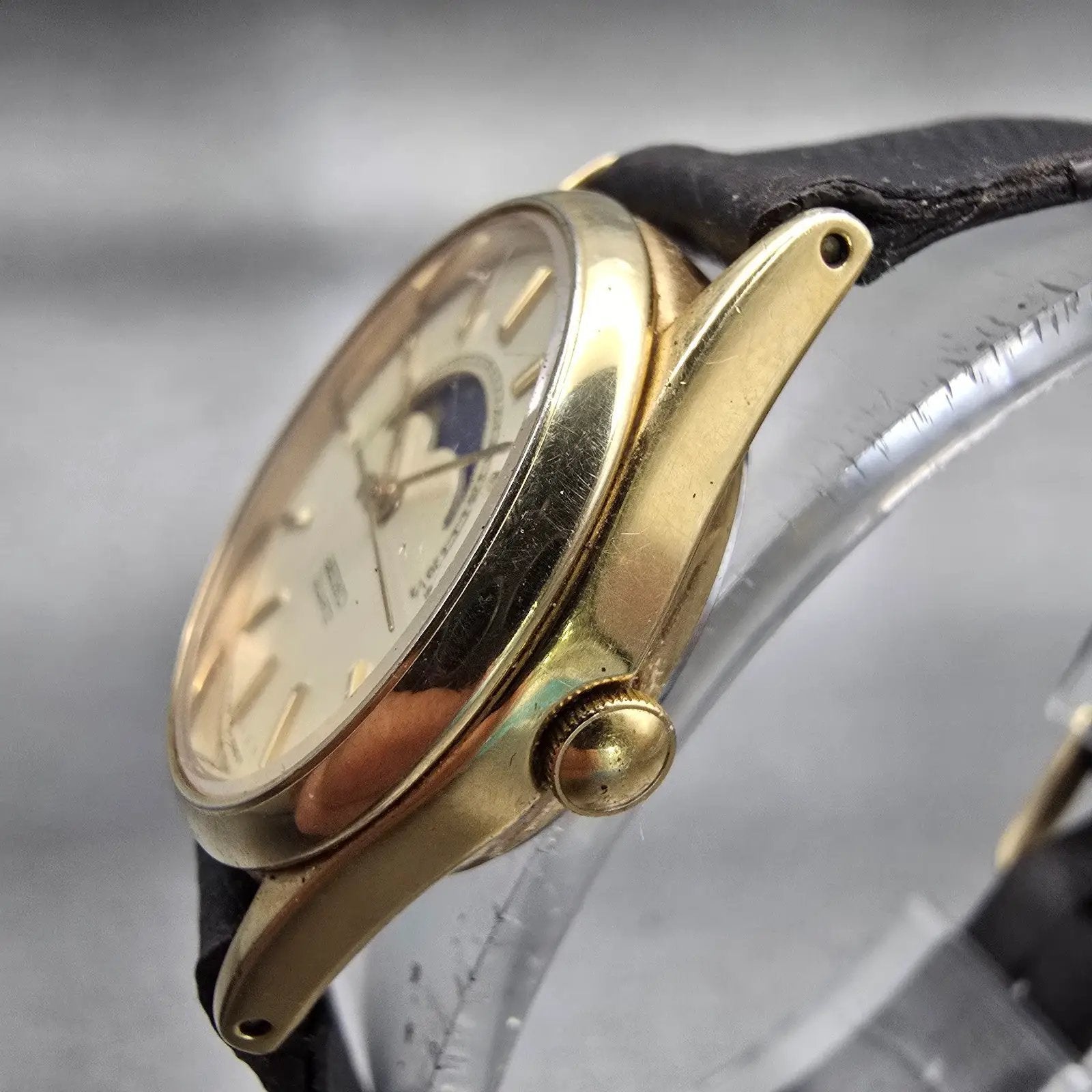 Seiko Moon Phase Watch Women 24mm Cream Dial Gold Tone Round 2A24-0028 New Batt2