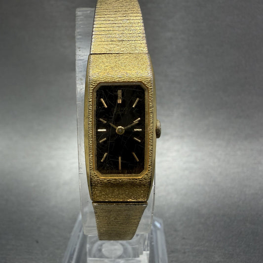 Seiko Tank Watch Women 13mm Brown Dial Gold Tone Rectangle 1320-5990 New Battery0