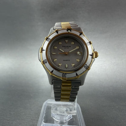 Gruen Dive Watch Women 28mm Gray Dial Two Tone Date Round 200-956.114 New Batt5