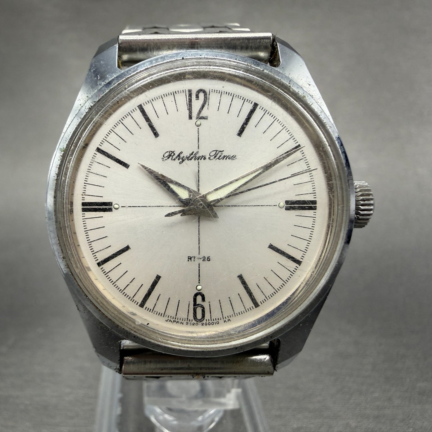Citizen Rhythm Time Watch Men 34mm Silver Dial Silver Tone Manual Wind RT-25 Run0