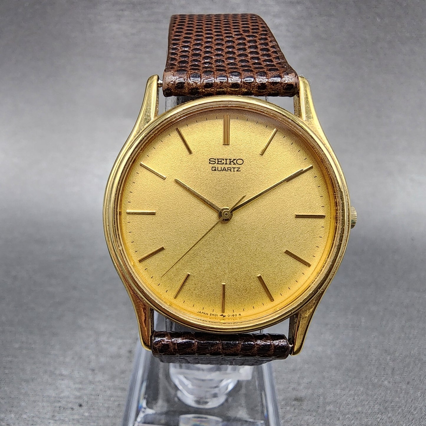 Seiko Watch Men 32mm Gold Dial Gold Tone Round 2K010099 Vinatge PARTS0