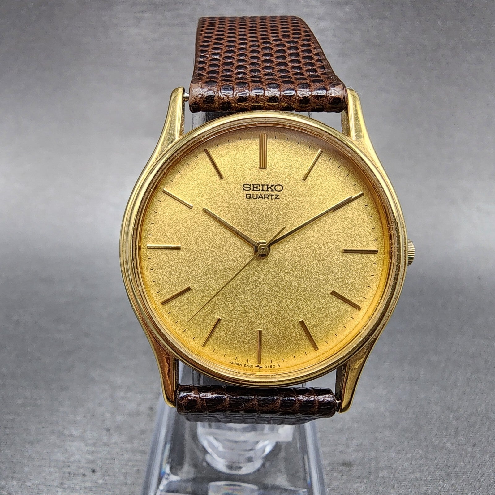 Seiko Watch Men 32mm Gold Dial Gold Tone Round 2K010099 Vinatge PARTS0