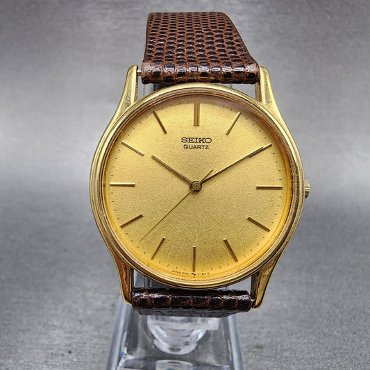 Seiko Watch Men 32mm Gold Dial Gold Tone Round 2K010099 Vinatge PARTS0