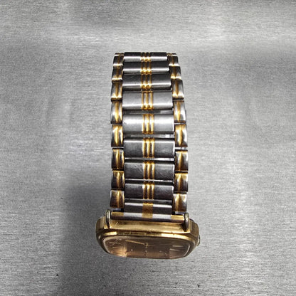 Seiko Tank Watch Men 27mm Gold Dial Gold Tone Rectangle 7431-5440 New Battery4