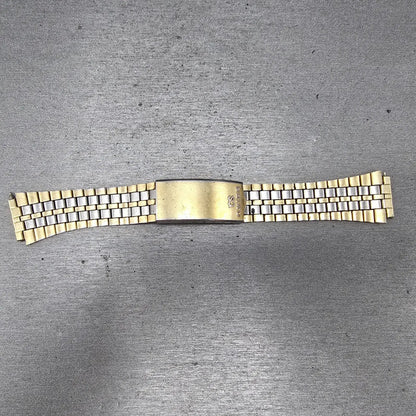 Seiko SQ Bracelet 17mm Stainless Steel Two Tone Tri Folding Clasp VTG Japan B2740