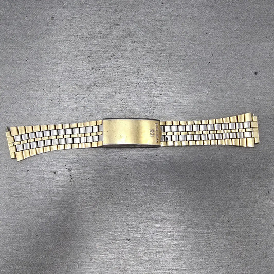 Seiko SQ Bracelet 17mm Stainless Steel Two Tone Tri Folding Clasp VTG Japan B2740
